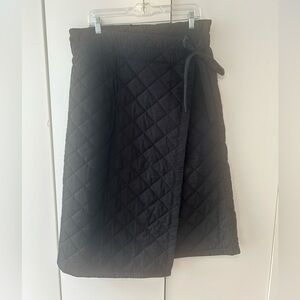 Quilted Wrap Midi Skirt in Black